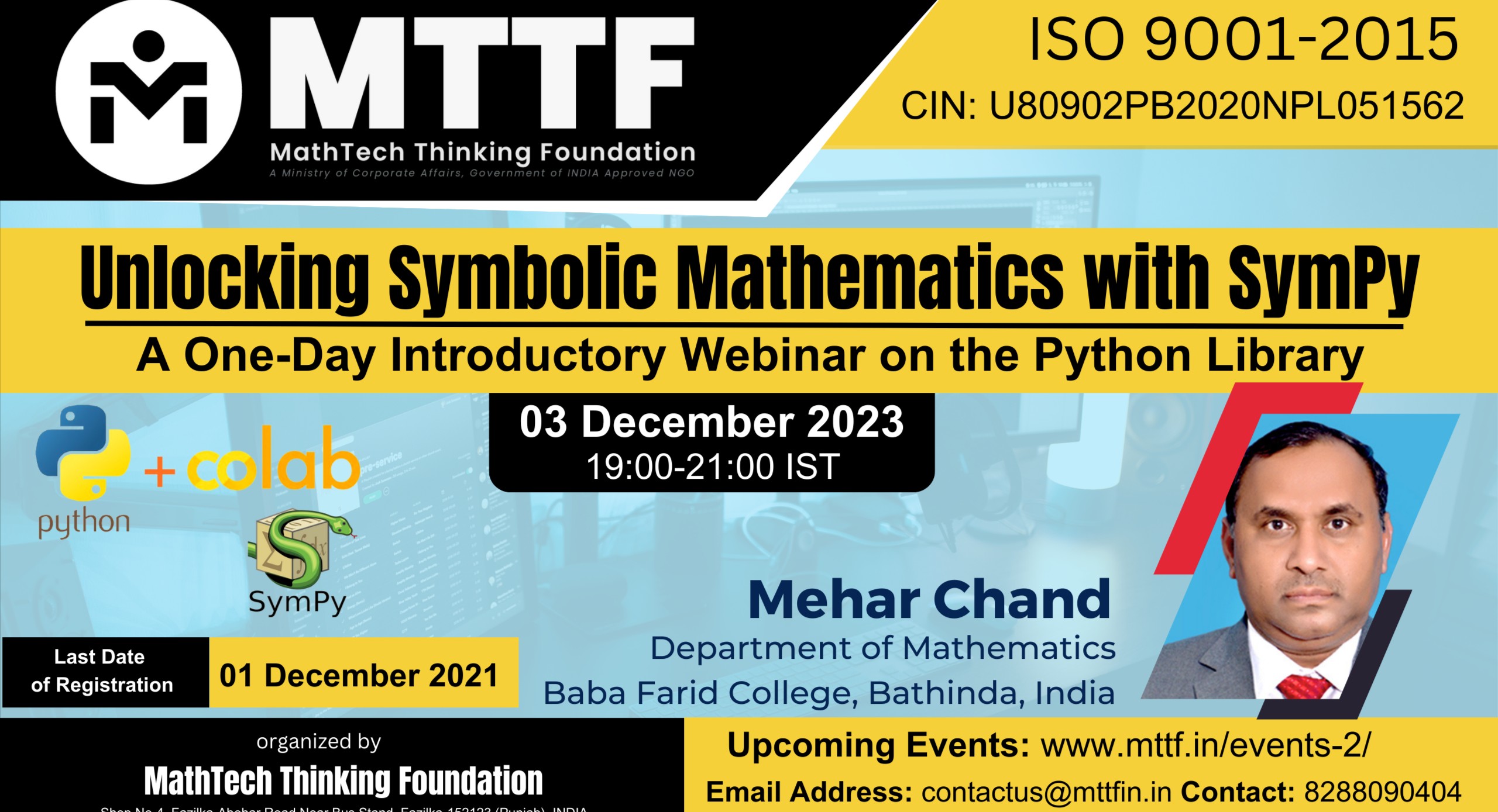 Unlocking Symbolic Mathematics with SymPy: A one-Day Introductory Webinar on the Python Library